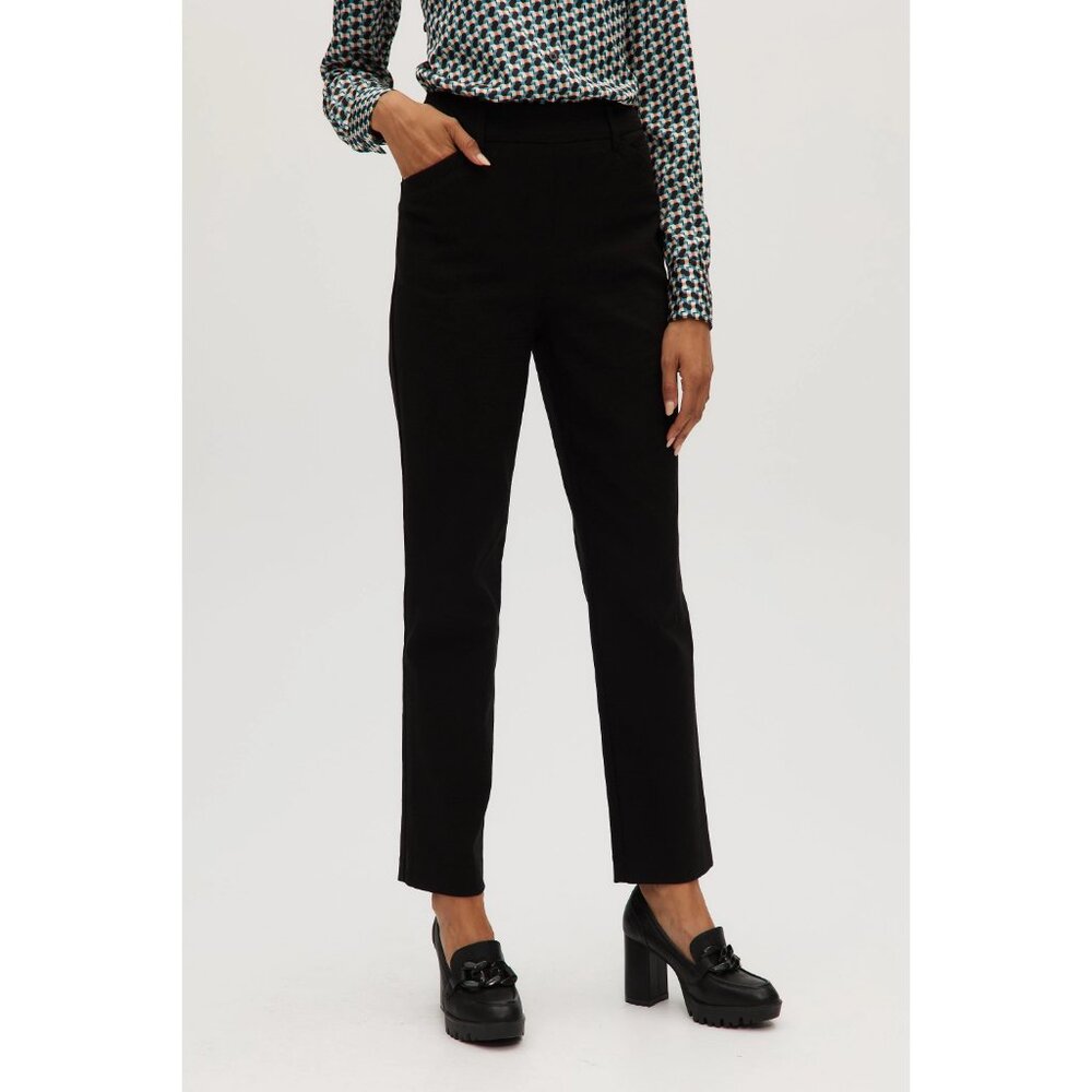 Hilary Radley Black Pull On Slim Leg Ankle Length Trousers Pants Women's Medium